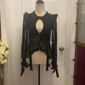 For Love And Lemons Black Lace Blouse